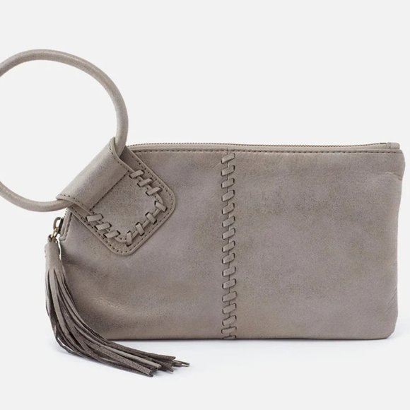 Bags Nwt New Hobo Sable Wristlet Granite Gold Leather Retired Rare